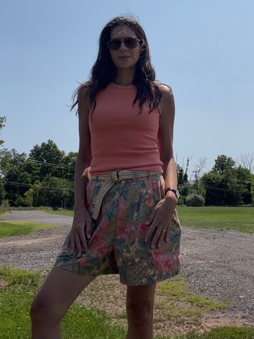 100% Cotton Women's VTG 1980s GAP Floral Shorts SIZE 11/12 but look at meas.